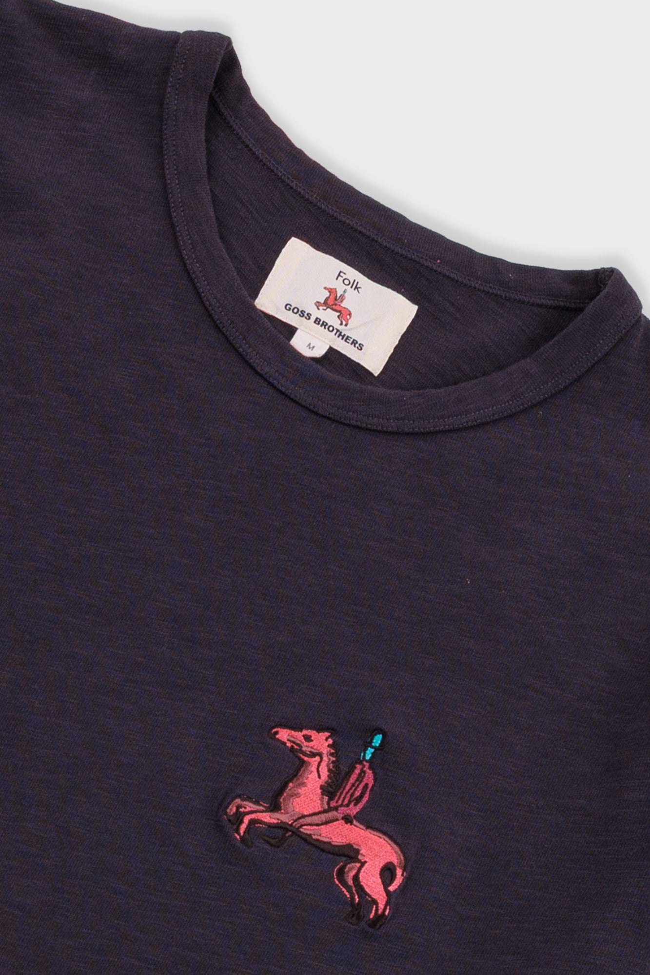 Folk | Folk Slub Embroidery T-Shirt - Black Carousel | Folk x Goss Brothers