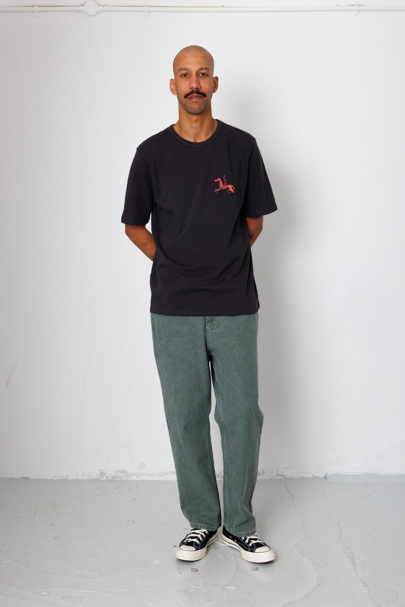 Folk | Folk Slub Embroidery T-Shirt - Black Carousel | Folk x Goss Brothers