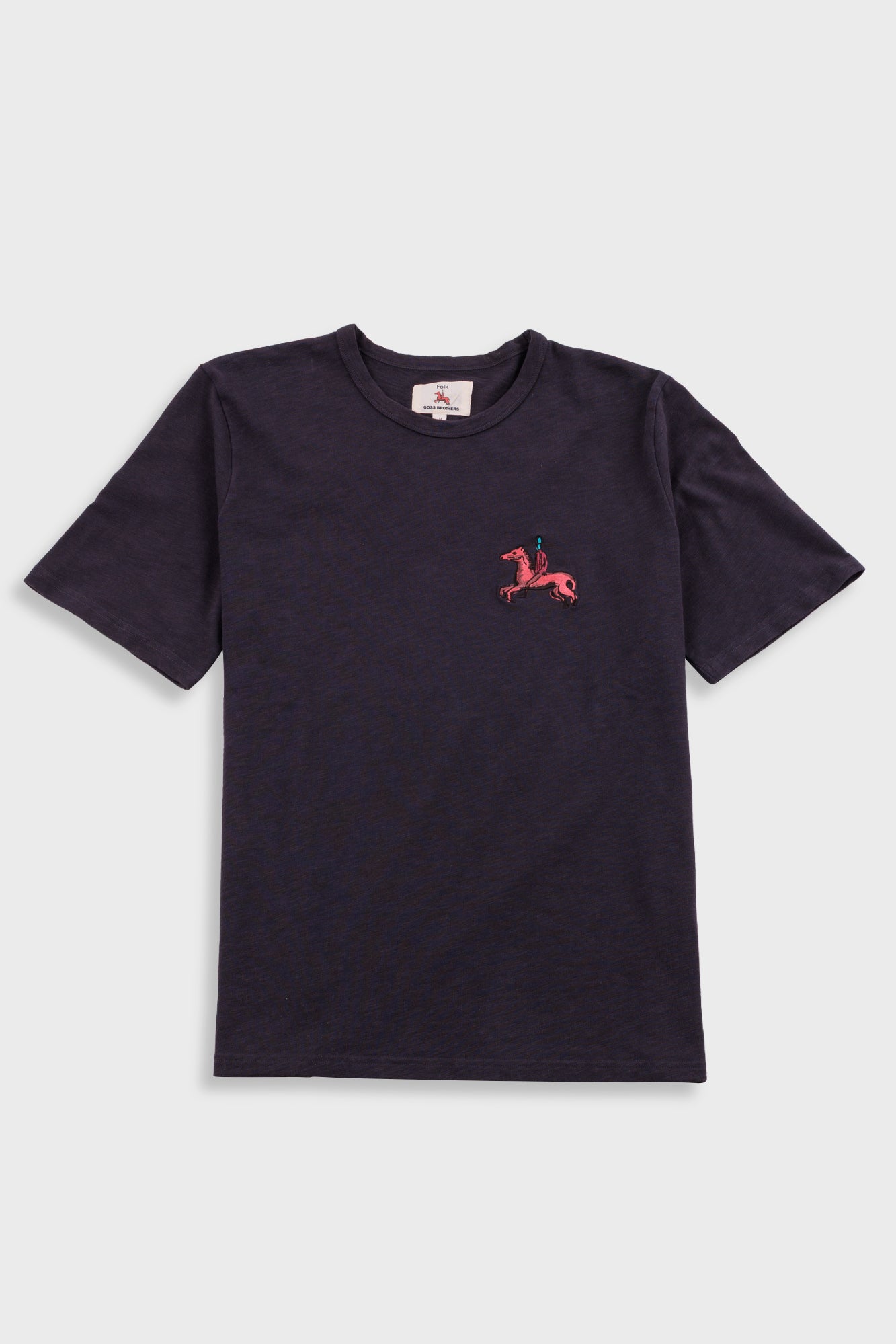 Folk | Folk Slub Embroidery T-Shirt - Black Carousel | Folk x Goss Brothers