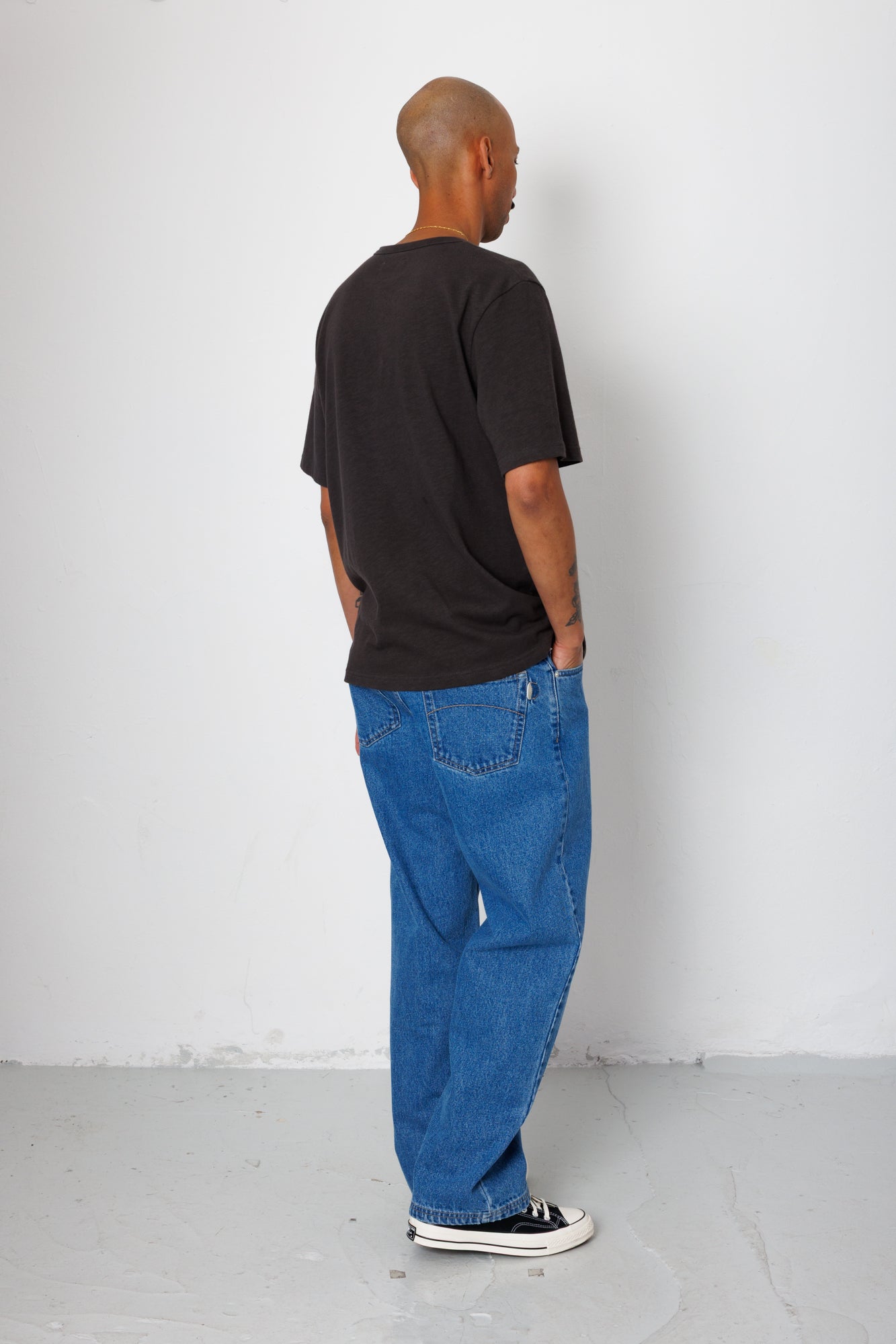 Folk | Folk Slub Embroidery T-Shirt - Black Comet | Folk x Goss Brothers