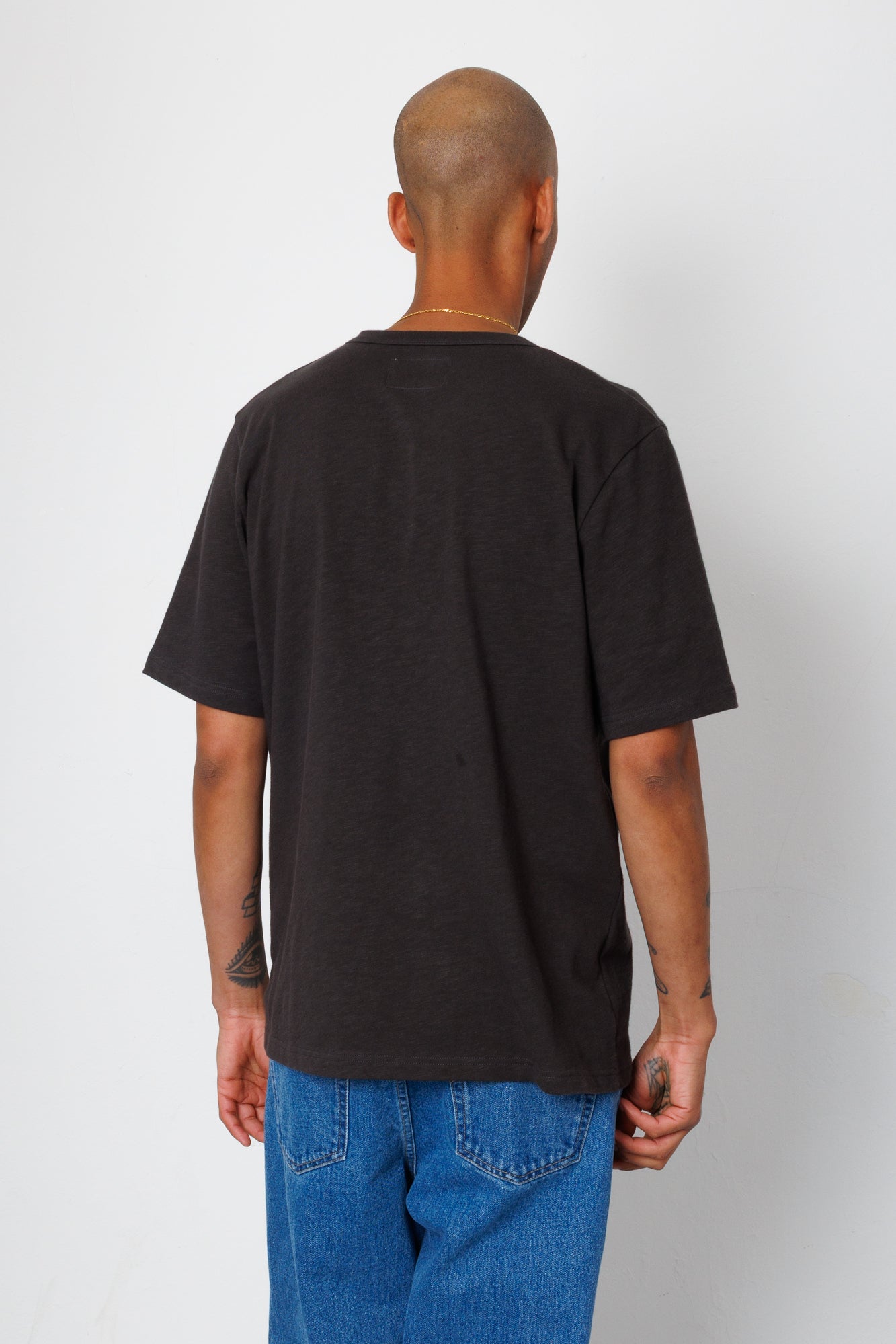 Folk | Folk Slub Embroidery T-Shirt - Black Comet | Folk x Goss Brothers