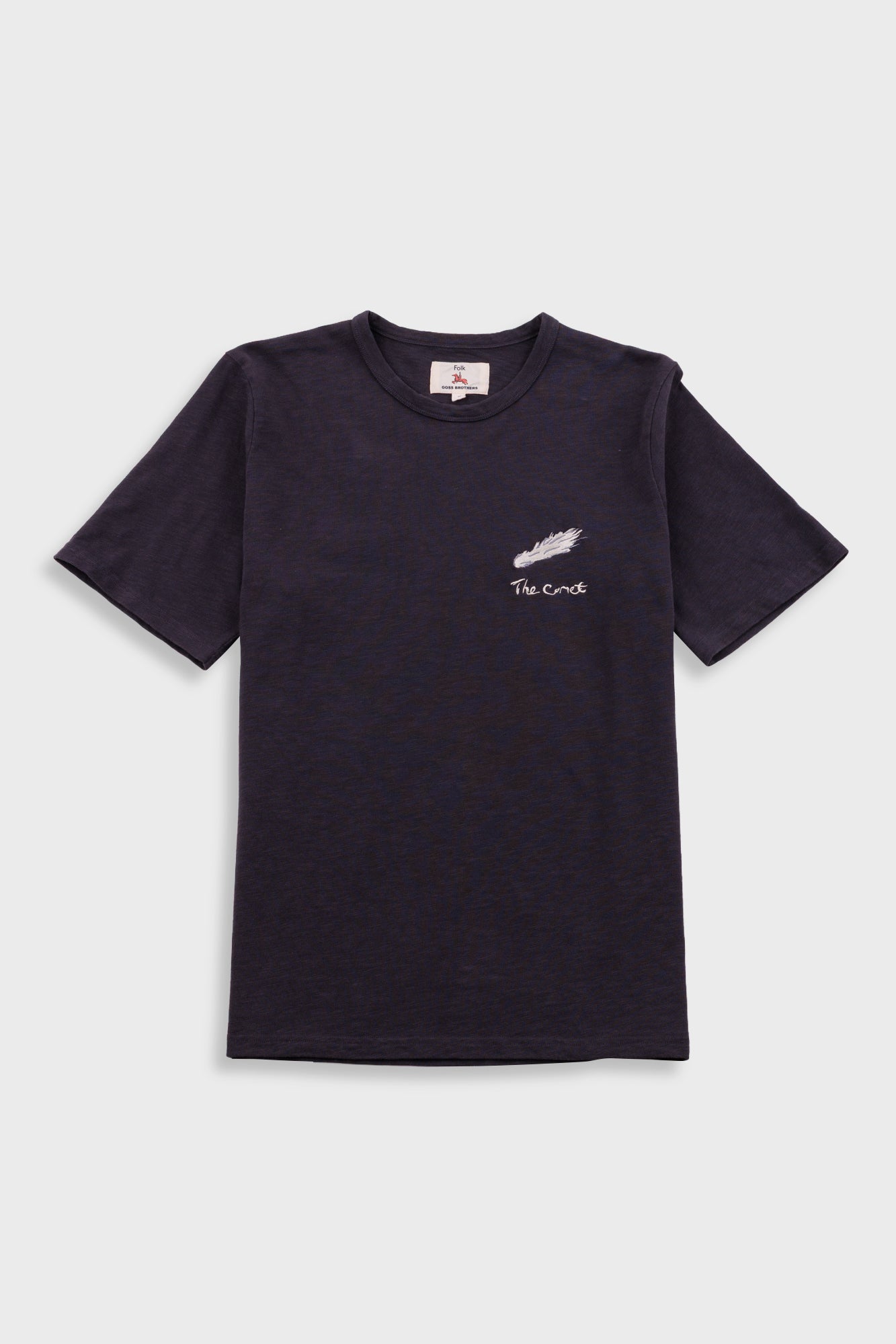 Folk | Folk Slub Embroidery T-Shirt - Black Comet | Folk x Goss Brothers