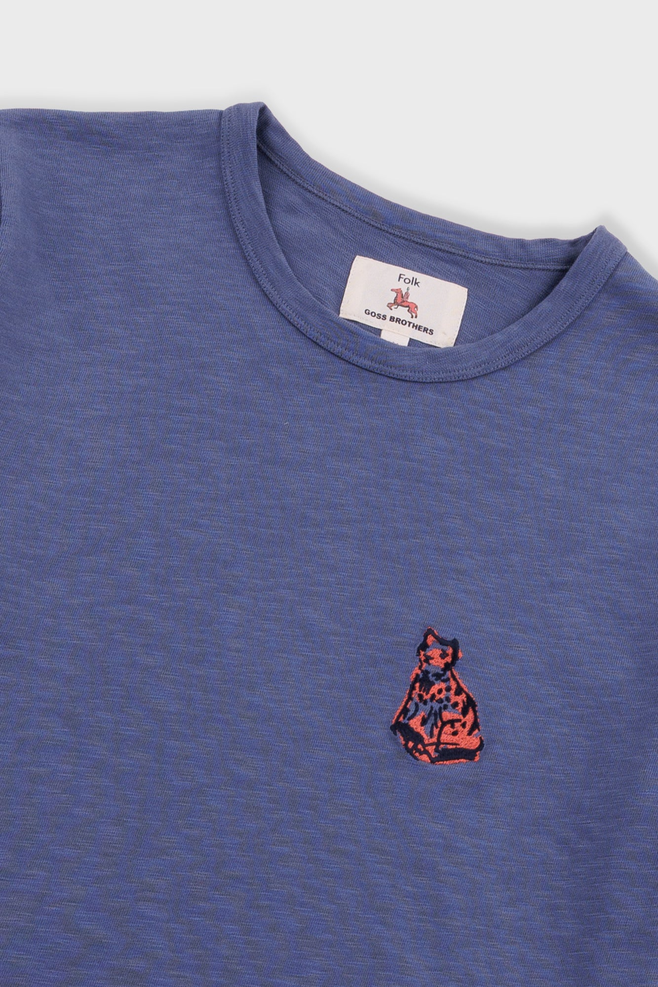 Folk | Folk Slub Embroidery T-Shirt - Navy Jungle Cat | Folk x Goss Brothers