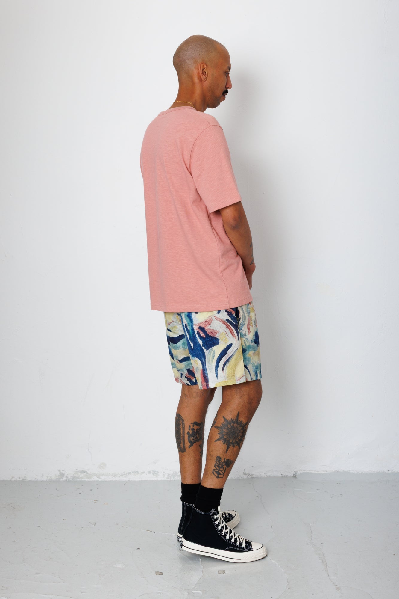 Folk | Folk Slub Embroidery T-Shirt - Dusty Pink Parrot | Folk x Goss Brothers