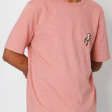 Folk | Folk Slub Embroidery T-Shirt - Dusty Pink Parrot | Folk x Goss Brothers