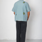 Folk | Folk Relaxed Soft Collar Shirt - Blue Embroidered Flower | Folk x Goss Brothers 