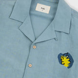 Folk | Folk Relaxed Soft Collar Shirt - Blue Embroidered Flower | Folk x Goss Brothers 