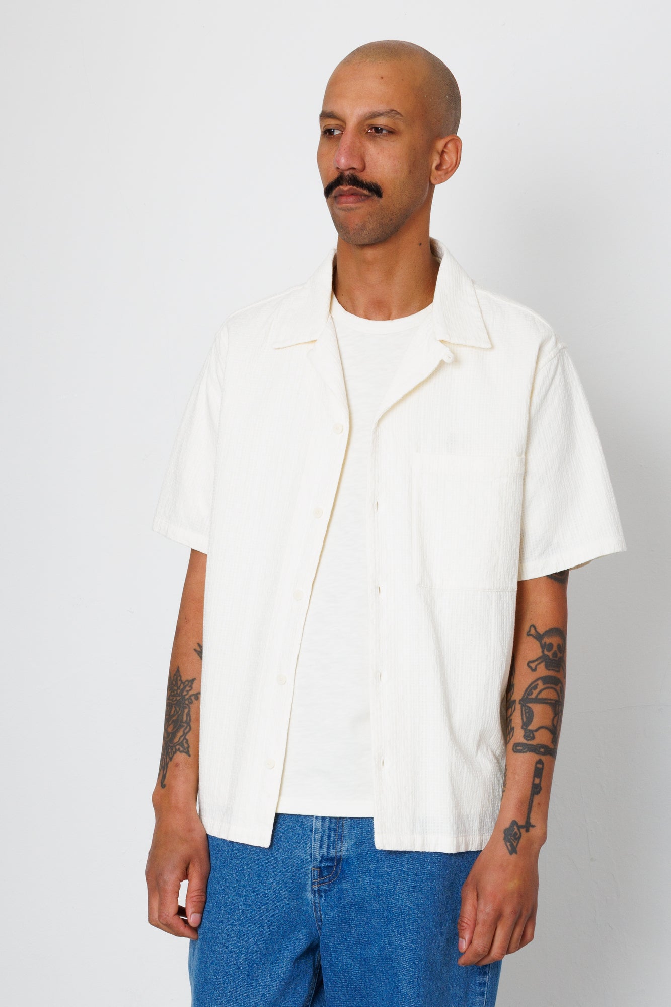 Folk | Folk Relaxed Soft Collar Shirt - Ecru Tapestry 