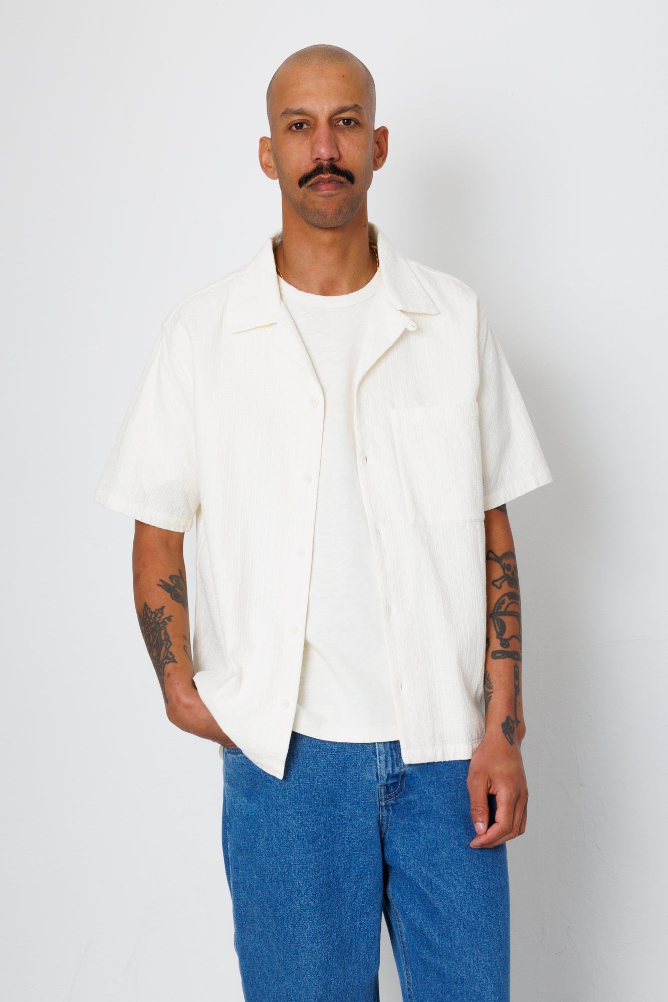 Folk | Folk Relaxed Soft Collar Shirt - Ecru Tapestry 