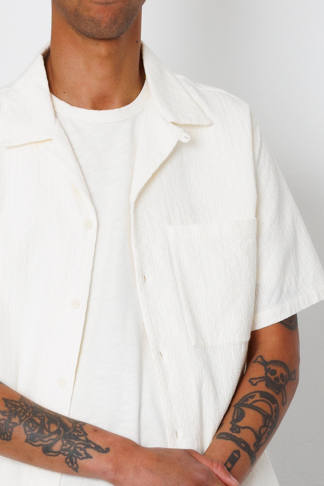 Folk | Folk Relaxed Soft Collar Shirt - Ecru Tapestry 