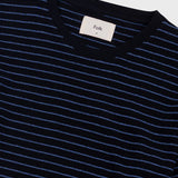 Black and white striped t-shirt on a light gray background