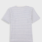 Folk | Folk Short Sleeve Textured Striped T-Shirt - Ecru / Soft Blue