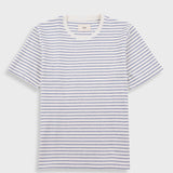 Folk | Folk Short Sleeve Textured Striped T-Shirt - Ecru / Soft Blue