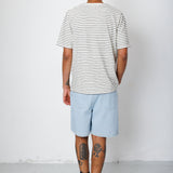 Folk | Folk Short Sleeve Textured Striped T-Shirt - Ecru / Black
