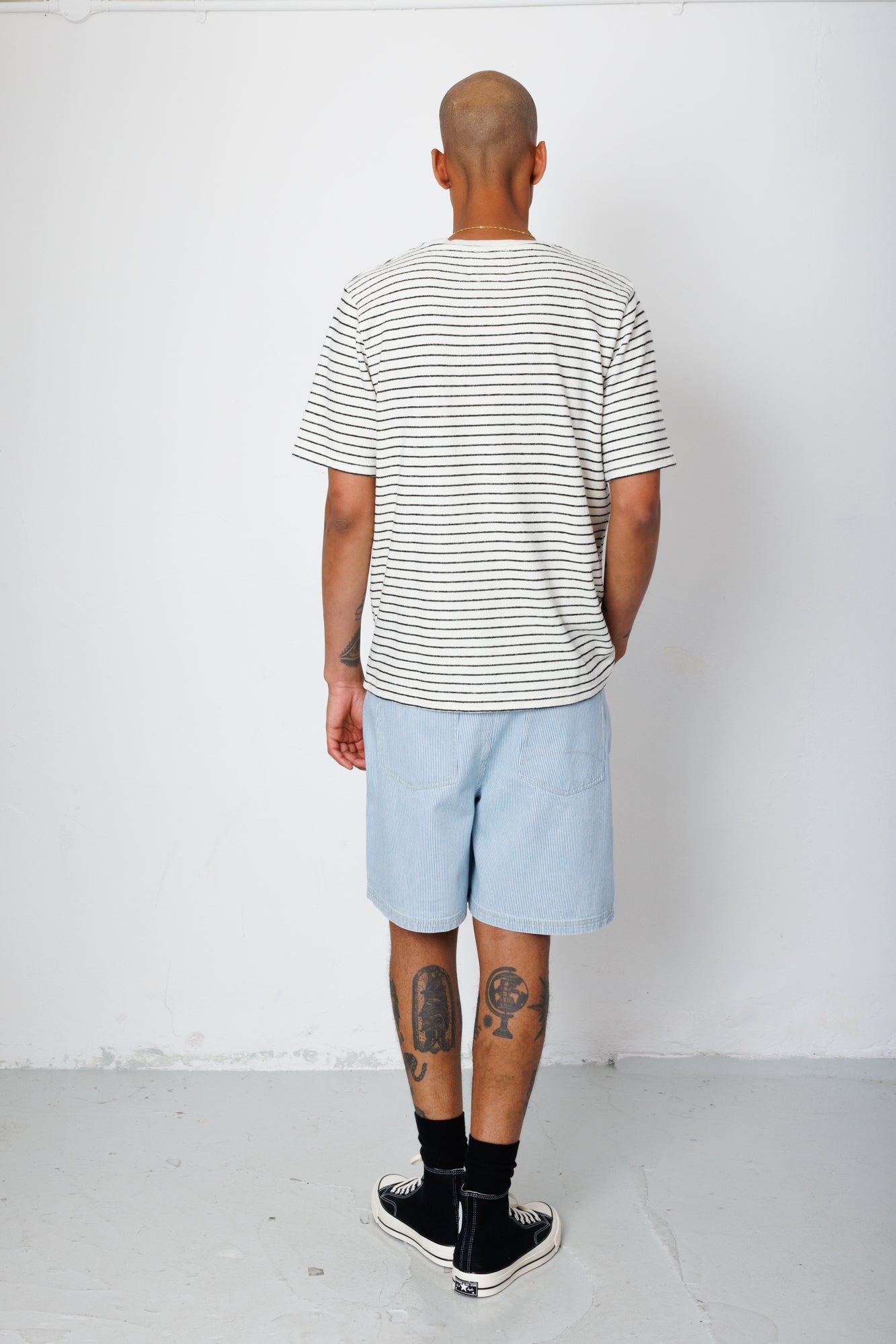 Folk | Folk Short Sleeve Textured Striped T-Shirt - Ecru / Black