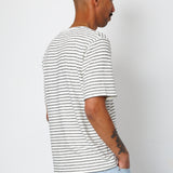 Folk | Folk Short Sleeve Textured Striped T-Shirt - Ecru / Black
