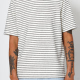 Folk | Folk Short Sleeve Textured Striped T-Shirt - Ecru / Black