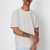 Folk | Folk Short Sleeve Textured Striped T-Shirt - Ecru / Black