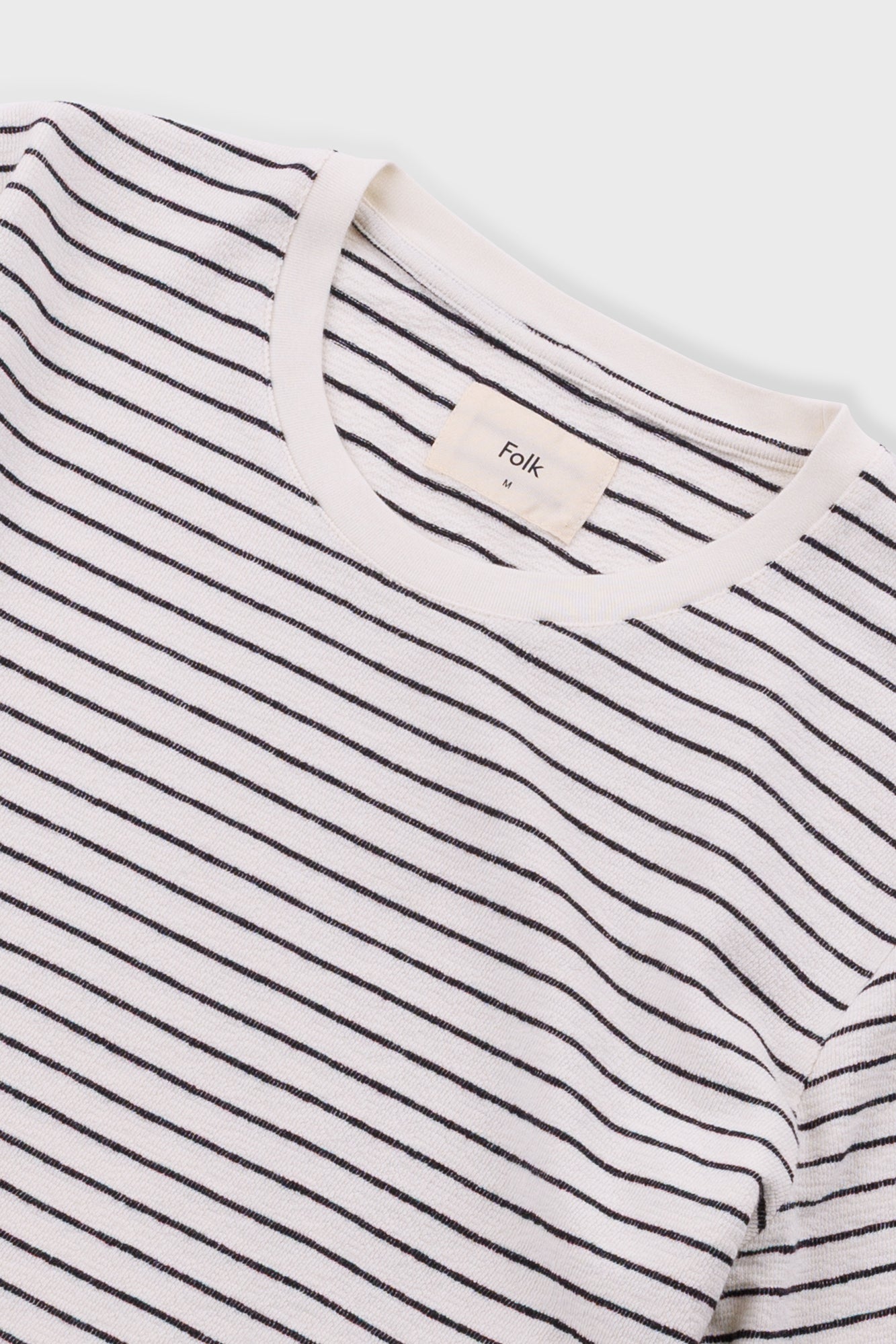 Folk | Folk Short Sleeve Textured Striped T-Shirt - Ecru / Black