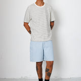 Folk | Folk Short Sleeve Textured Striped T-Shirt - Ecru / Black