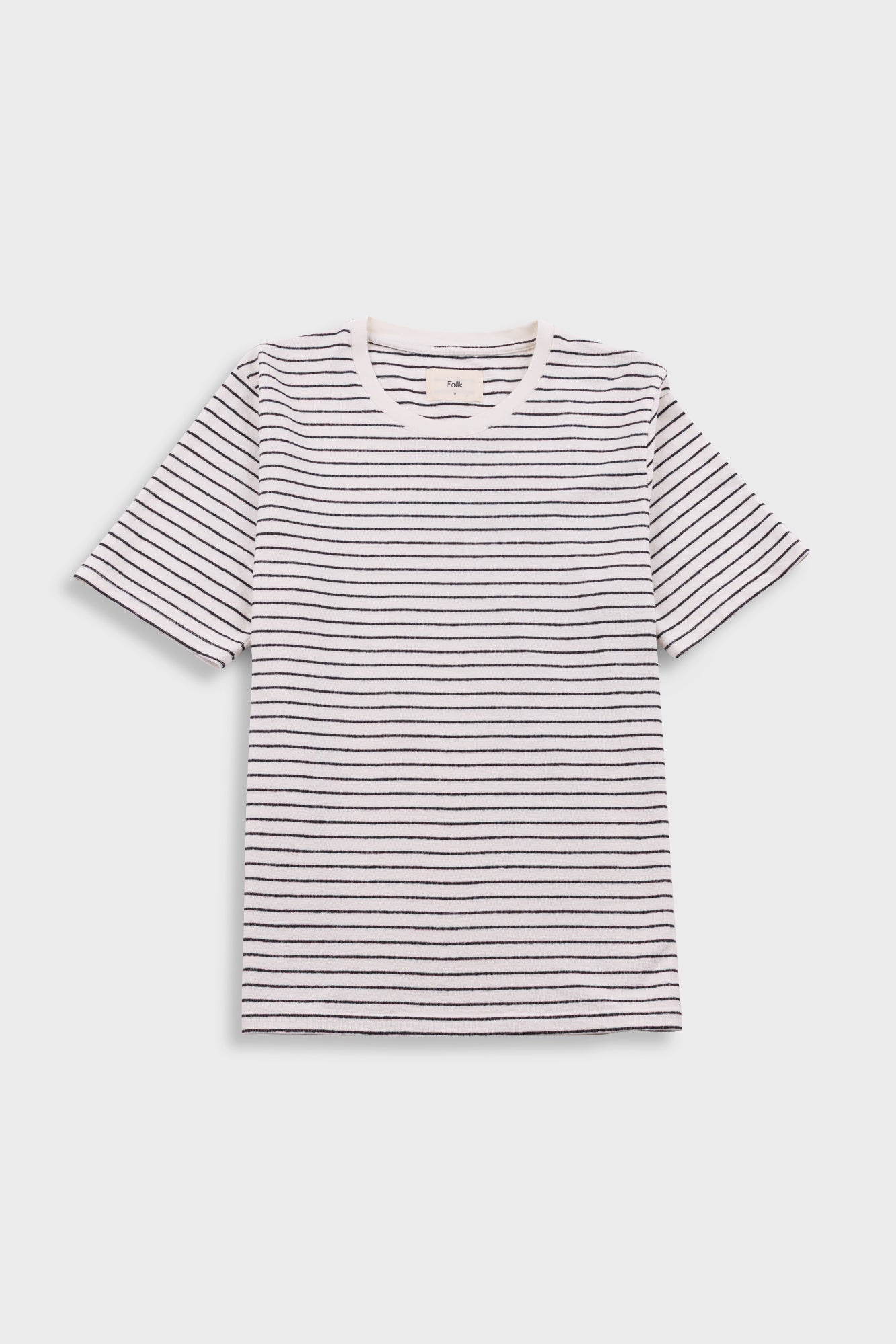 Folk | Folk Short Sleeve Textured Striped T-Shirt - Ecru / Black
