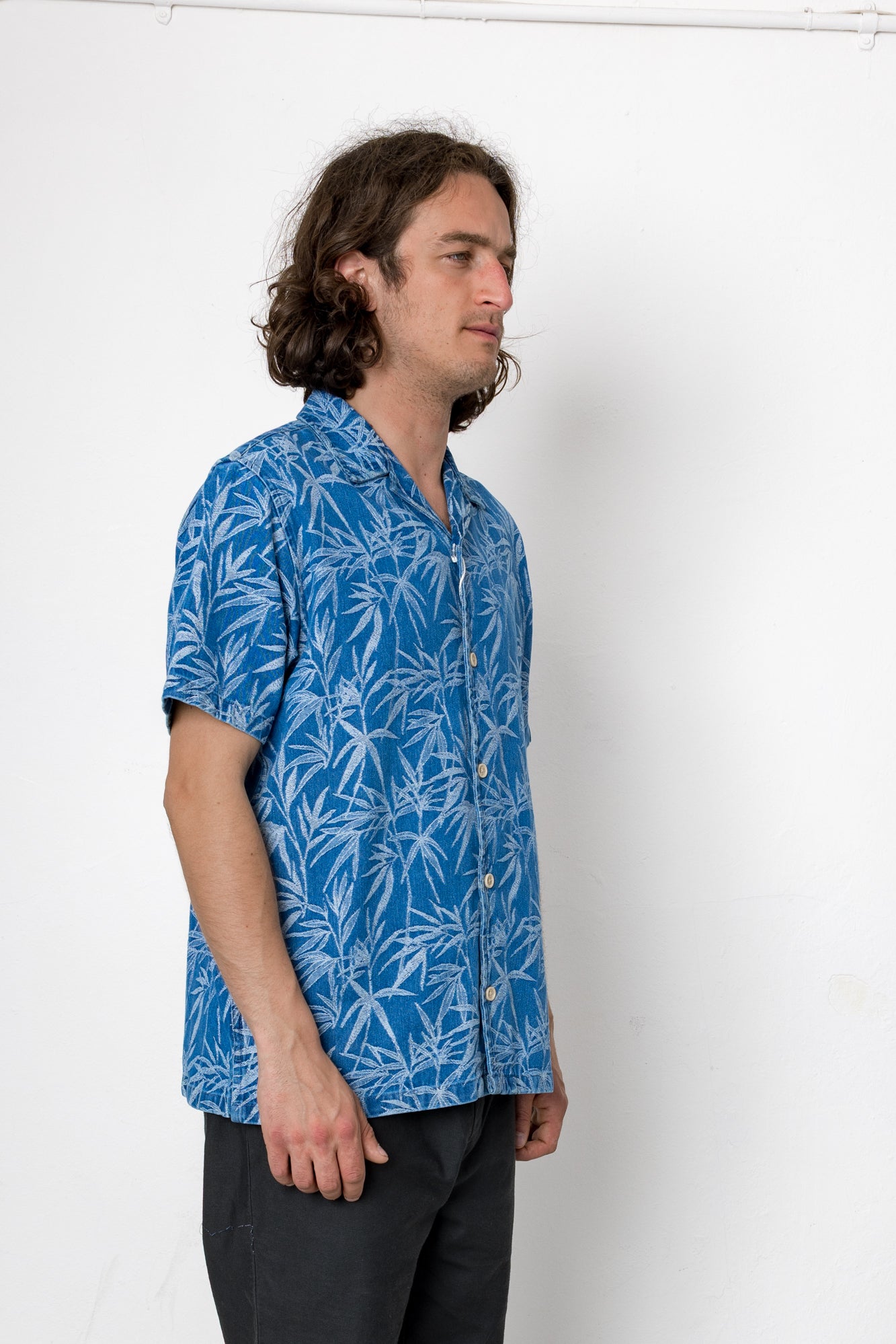 2026 Summer Archive | Folk Tropicana Shirt - Denim Embroidery