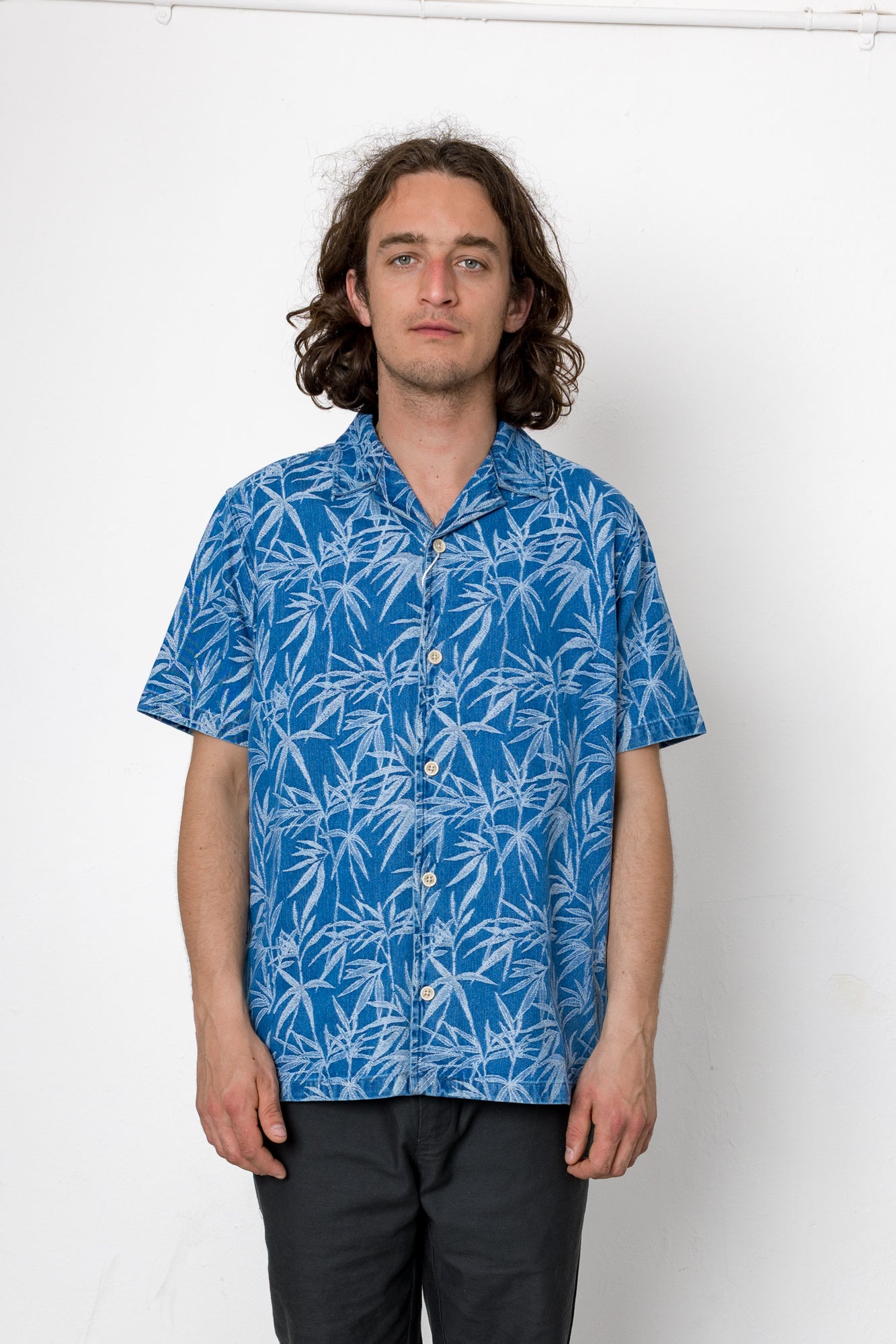 2026 Summer Archive | Folk Tropicana Shirt - Denim Embroidery