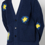 Folk | Folk Waffle Cardigan - Embroidered Yellow Flower | Folk x Goss Brothers 