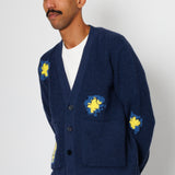 Folk | Folk Waffle Cardigan - Embroidered Yellow Flower | Folk x Goss Brothers 