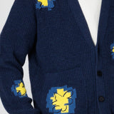 Folk | Folk Waffle Cardigan - Embroidered Yellow Flower | Folk x Goss Brothers 
