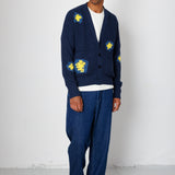 Folk | Folk Waffle Cardigan - Embroidered Yellow Flower | Folk x Goss Brothers 