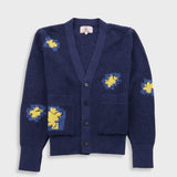 Folk | Folk Waffle Cardigan - Embroidered Yellow Flower | Folk x Goss Brothers 