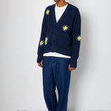 Folk | Folk Waffle Cardigan - Embroidered Yellow Flower | Folk x Goss Brothers 