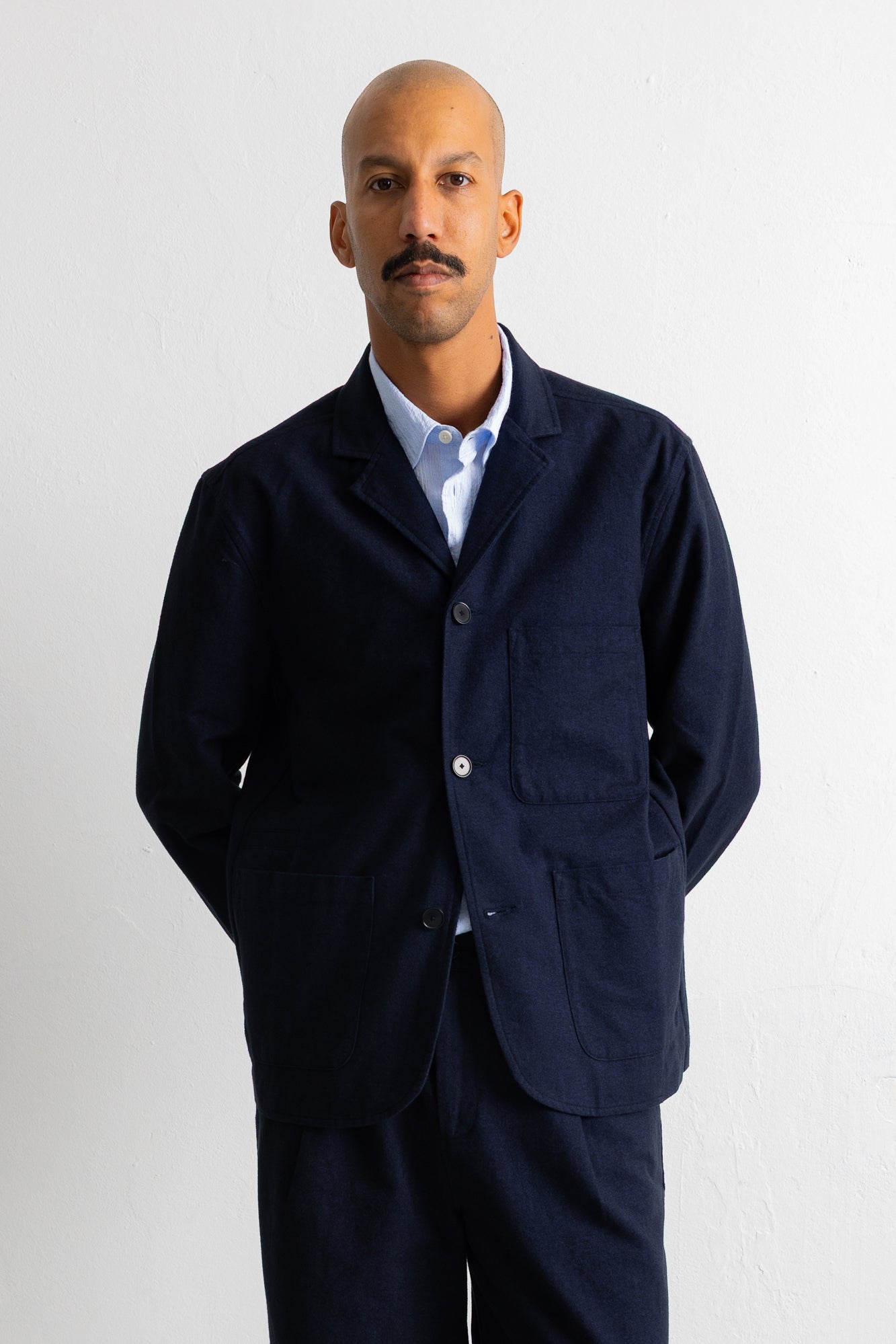 Folk | Folk Wide Fit Blazer - Navy Lightweight Moleskin