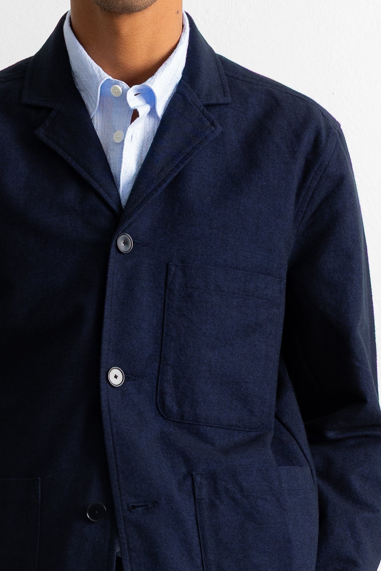 Folk | Folk Wide Fit Blazer - Navy Lightweight Moleskin