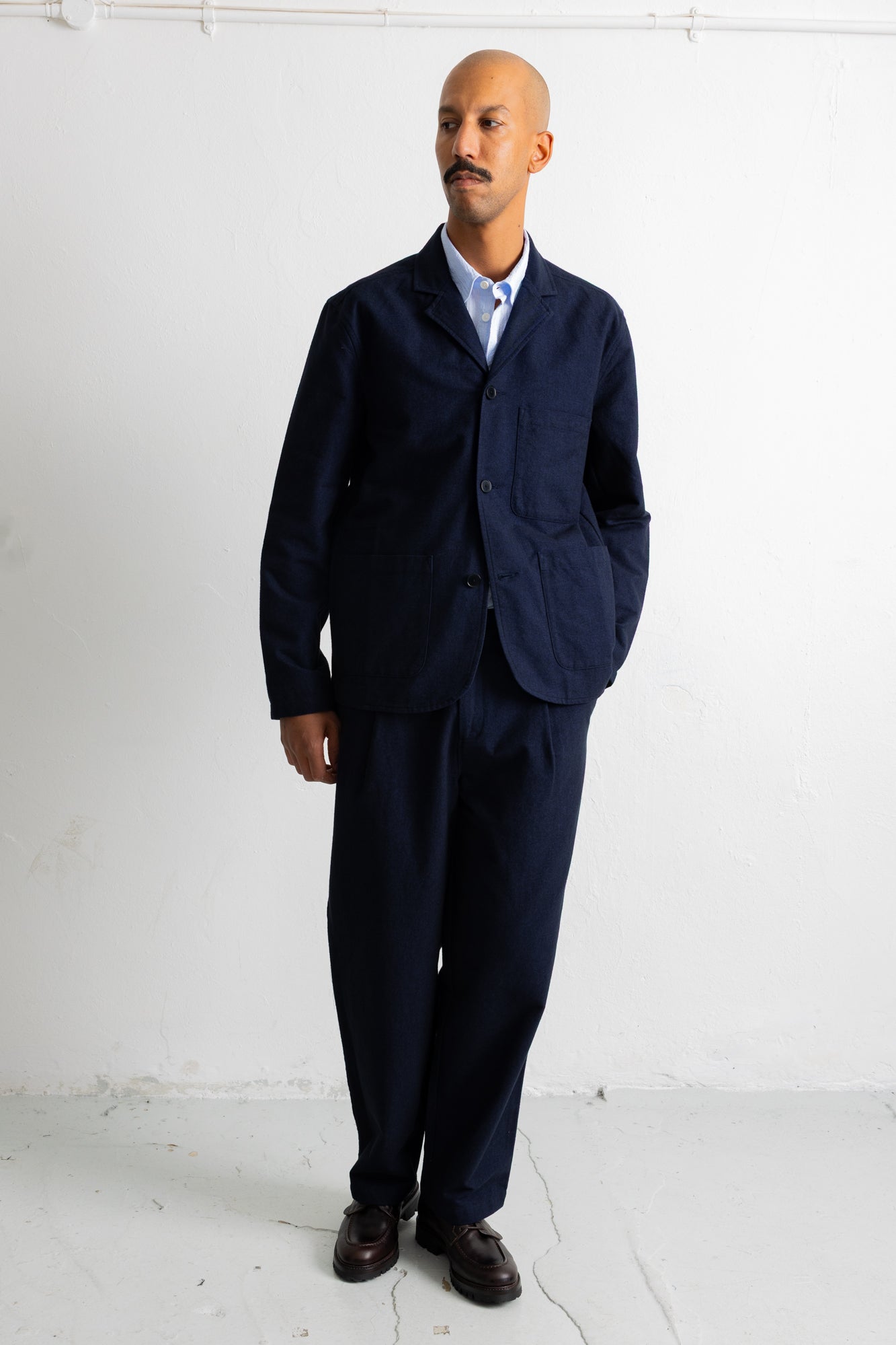 Folk | Folk Wide Fit Blazer - Navy Lightweight Moleskin