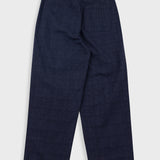 Navy blue pants on a light gray background
