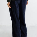 Wide Fit Trousers - Blue Black Chunky Cord