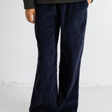 Wide Fit Trousers - Blue Black Chunky Cord