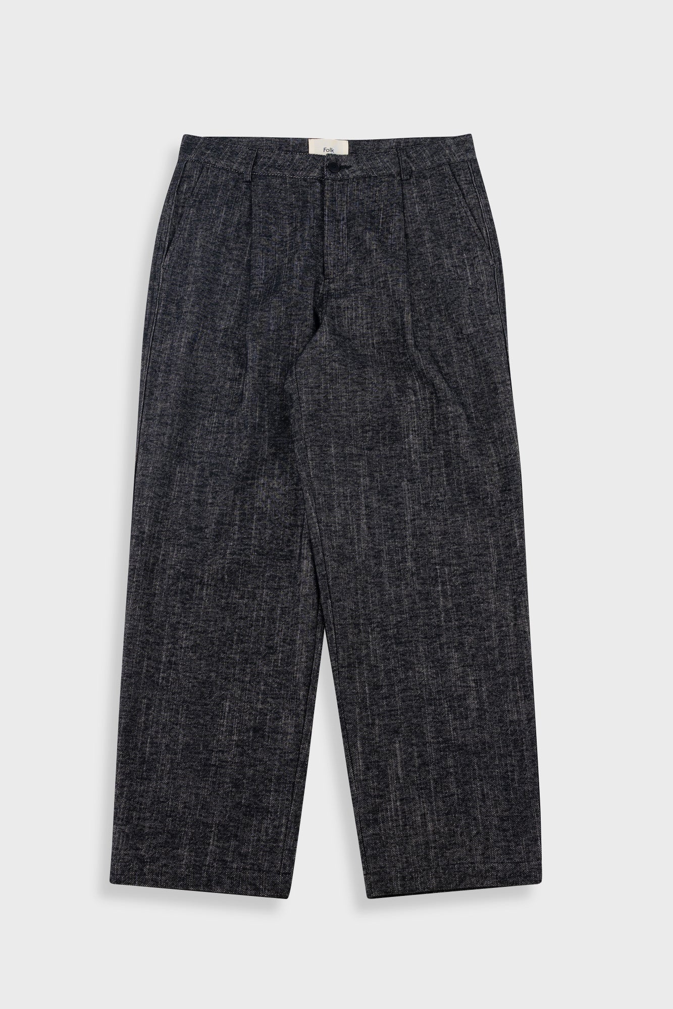 Folk | Folk Wide Fit Trousers - Black Brushed Twill