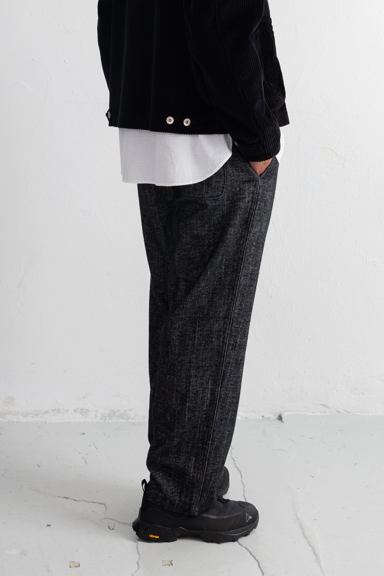 Folk | Folk Wide Fit Trousers - Black Brushed Twill