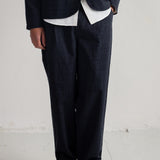Wide Fit Trouser - Black Charcoal Stripe