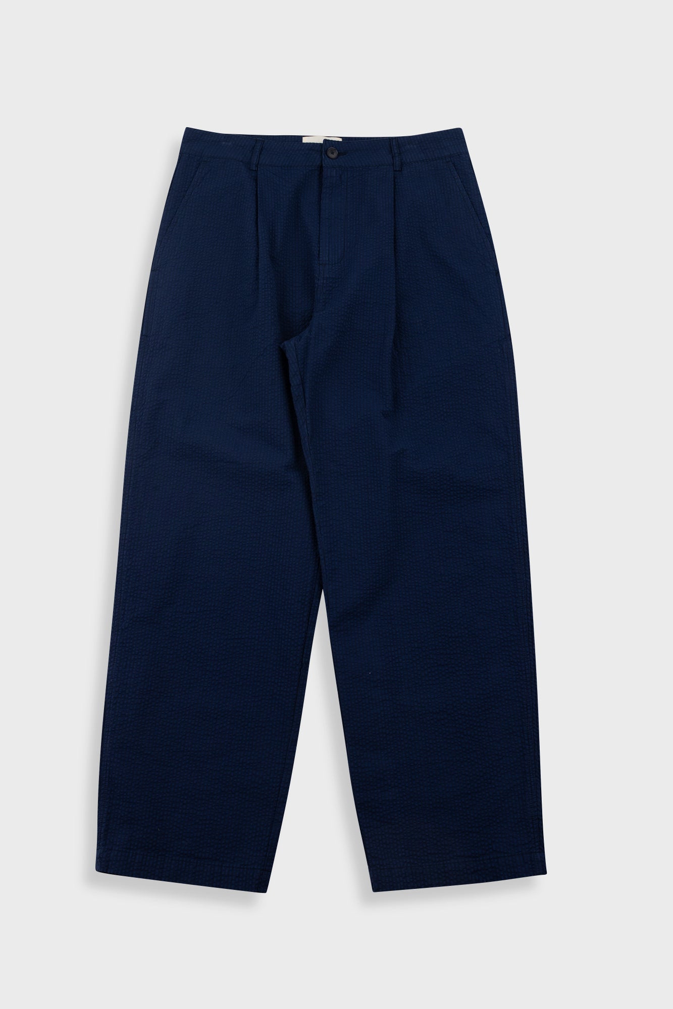 Folk | Folk Wide Fit Trousers - Navy Crinkle Stripe