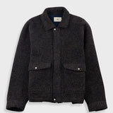 Folk | Folk Cropped Winter Coat - Navy Brown Texture