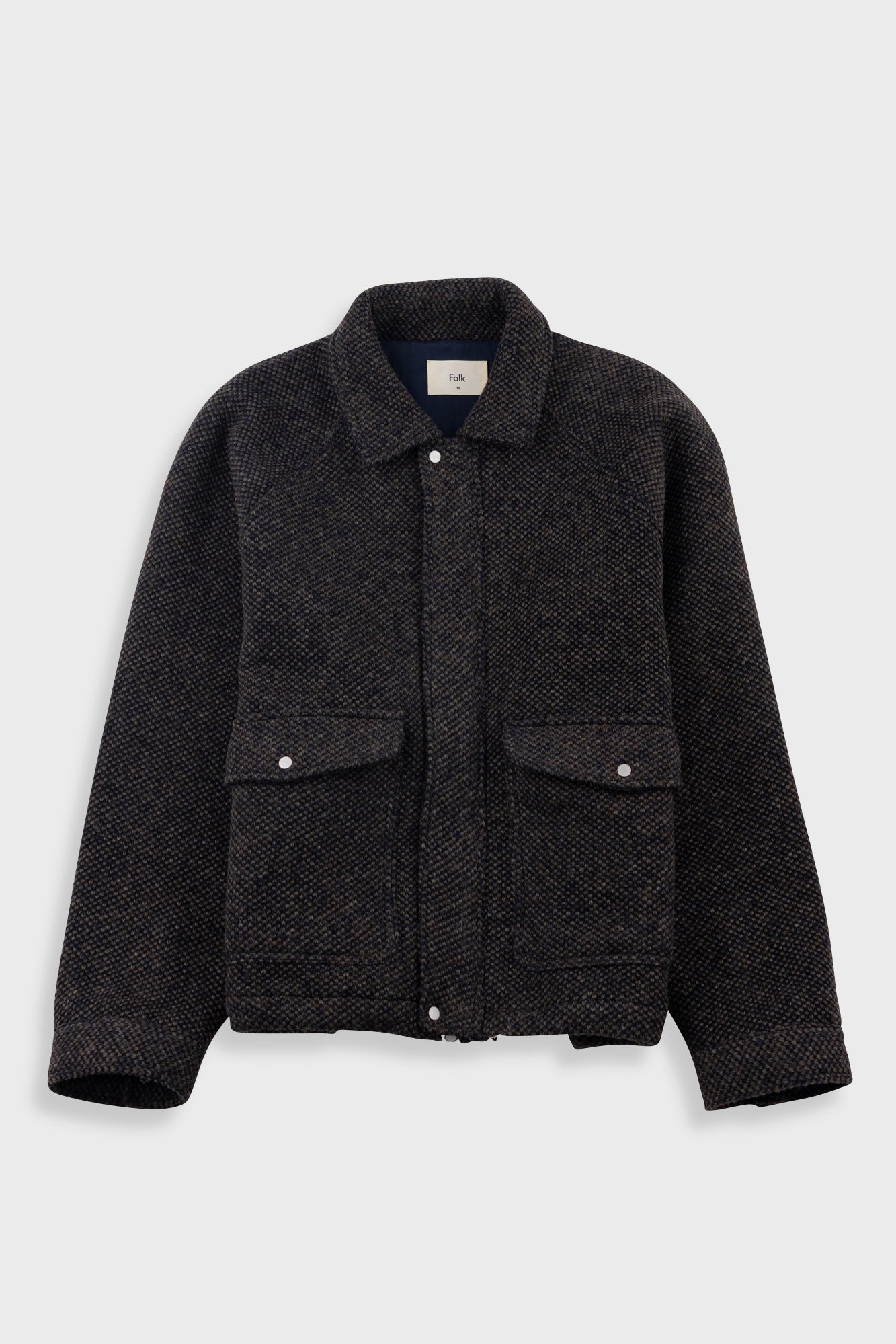 Folk | Folk Cropped Winter Coat - Navy Brown Texture