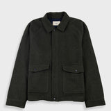 Folk | Folk Cropped Winter Coat - Olive Brushed Wool