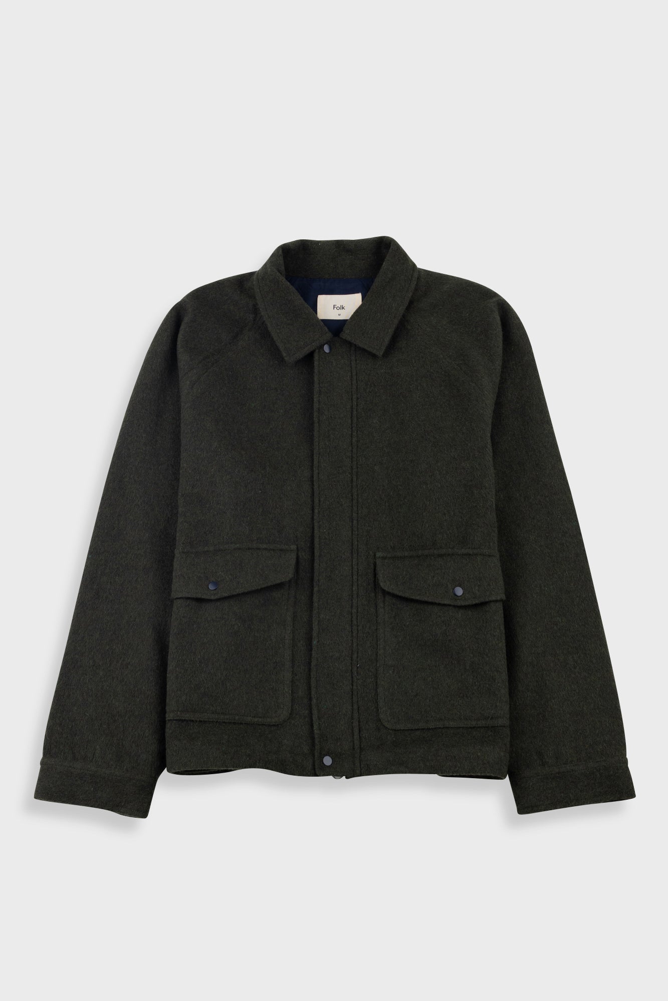 Folk | Folk Cropped Winter Coat - Olive Brushed Wool