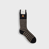 Wool Stripe Sock - Coffee / Charcoal