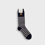 Wool Stripe Sock - Ecru / Navy
