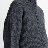 Zip Through Jumper - Mid Grey Melange